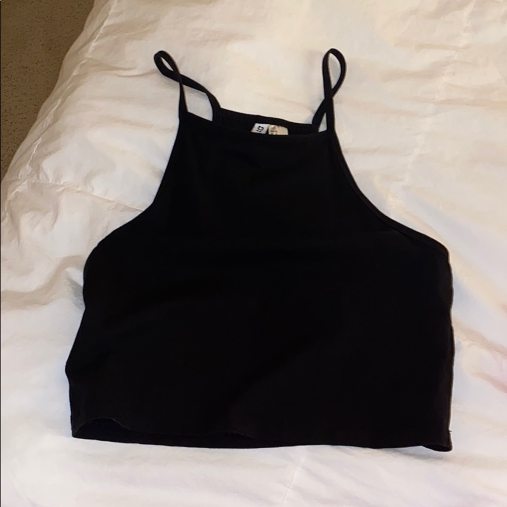 Black high neck crop top